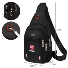 Ducati Chest Bag Sling Bag Canvas Black Zip 31x16x9 cm
