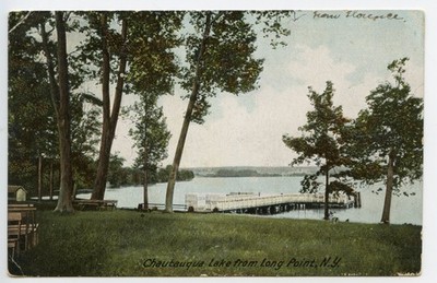 Vintage Postcard View from Chautauqua Lake Long Point, NY - Hugh C. Leighton Co