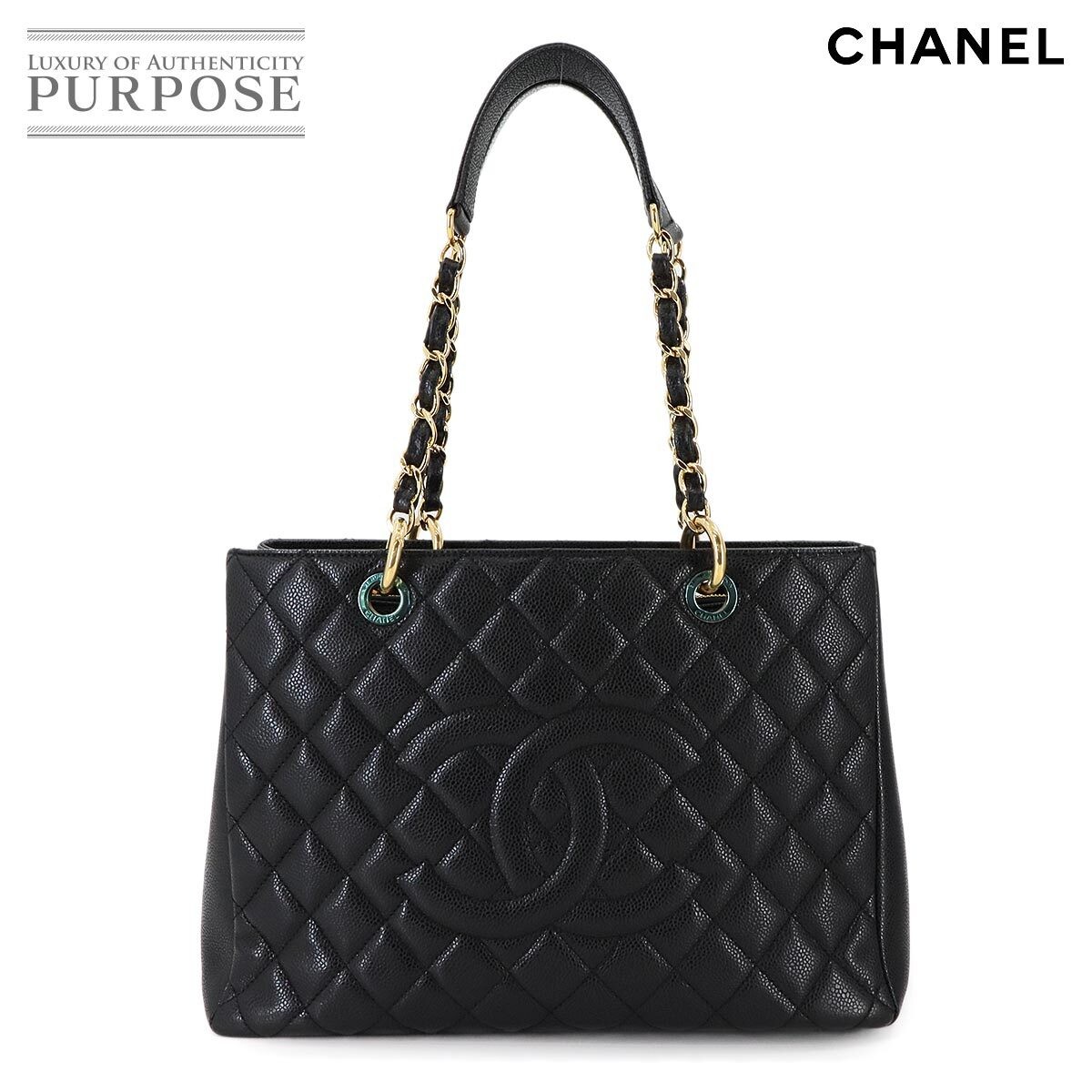 CHANEL Matelass Grand Shopping Chain Tote Bag GST Caviar Skin Black A50995 9028