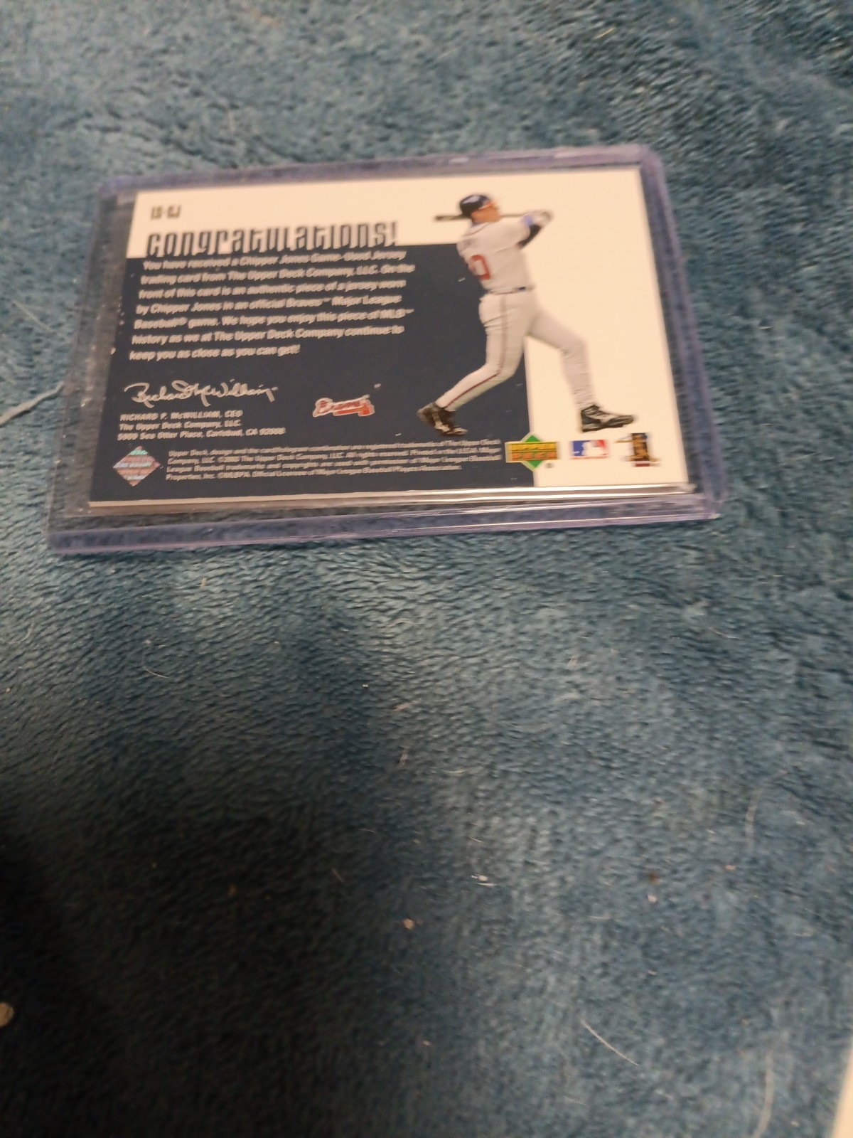 2003 Upper Deck LEADING SWATCHES GAME USED JERSEY RELIC #LS-CJ CHIPPER JONES HOF view 3