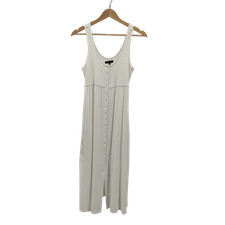 Quince Bamboo Maternity Sleeveless Button Front Dress Classic White XS