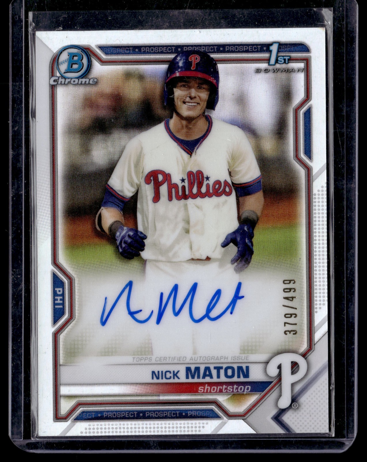 2021 Bowman #CPA-NM Nick Maton Chrome Prospect Autographs Refractor #/499