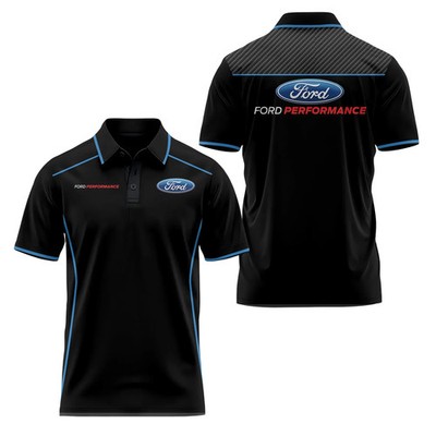 NEW! Ford Performance Racing Team Black Blue 3D Men Polo Shirt Size - S-5XL