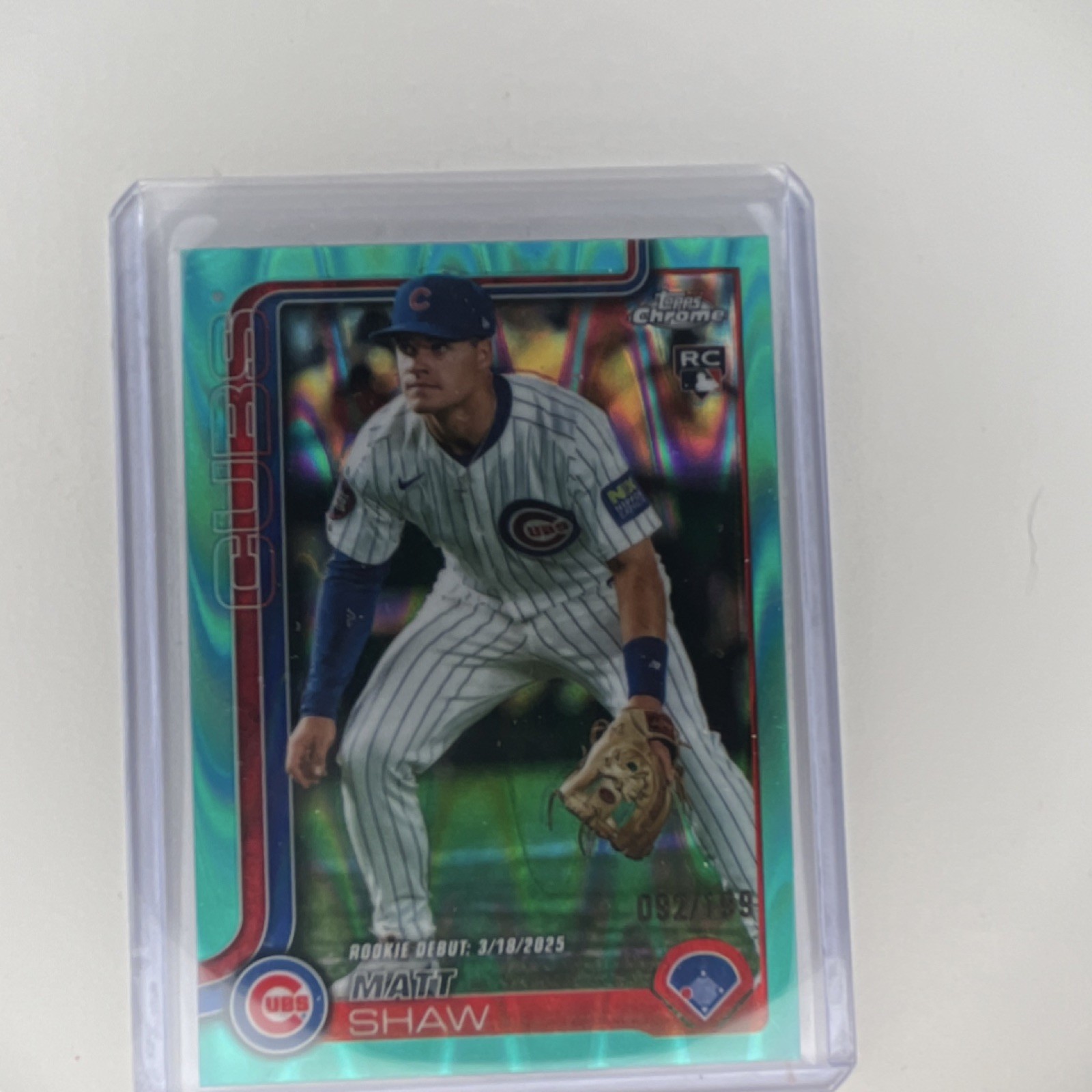 Topps Chrome 2025 Matt Shaw Chicago Cubs #219 Teal Refractor Rookie /299