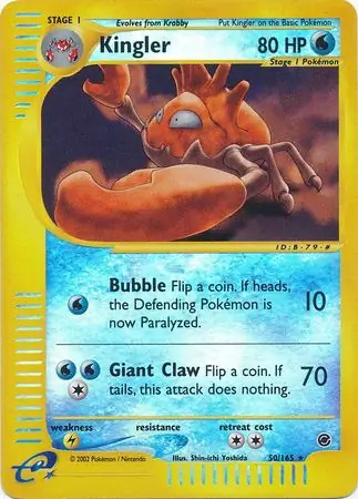 Kingler - 50/165 - Pokemon Expedition Non-Holo Rare Card NM