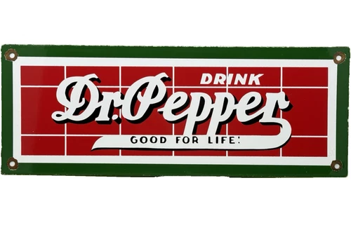 VINTAGE DR PEPPER  PORCELAIN SIGN GAS STATION PUMP PLATE DEW PEPSI OIL COCA COLA