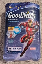 Youth GoodNites Marvel Iron Man Betime Pants Diapers 38-65 Lbs S/M 