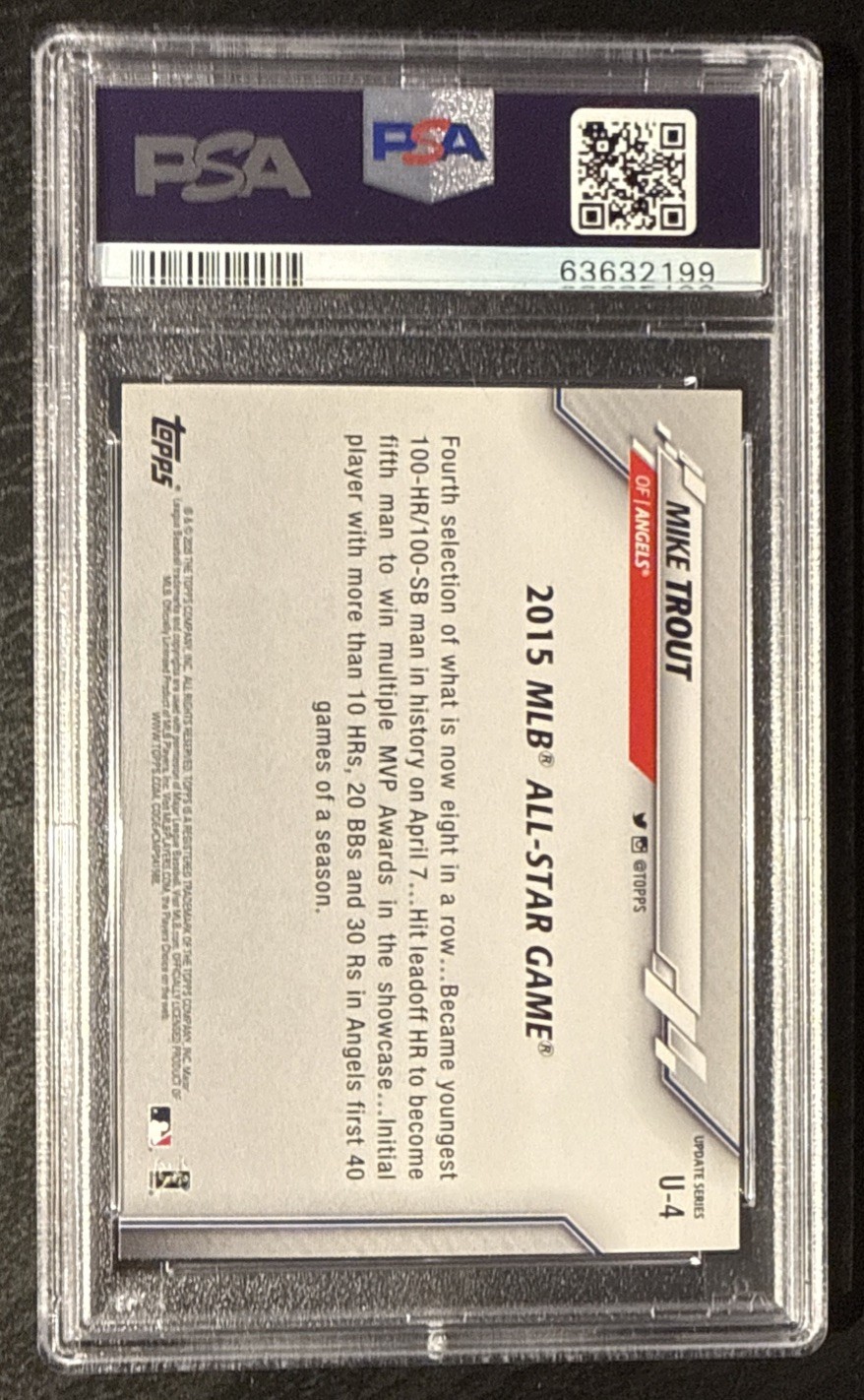 2020 Topps Update Series - All-Star Mike Trout #U-4 PSA 10 GEM MINT view 2