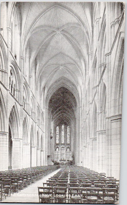 UK England Shropshire Shrewsbury Cathedral Nave Interior East View 1910 Postcard
