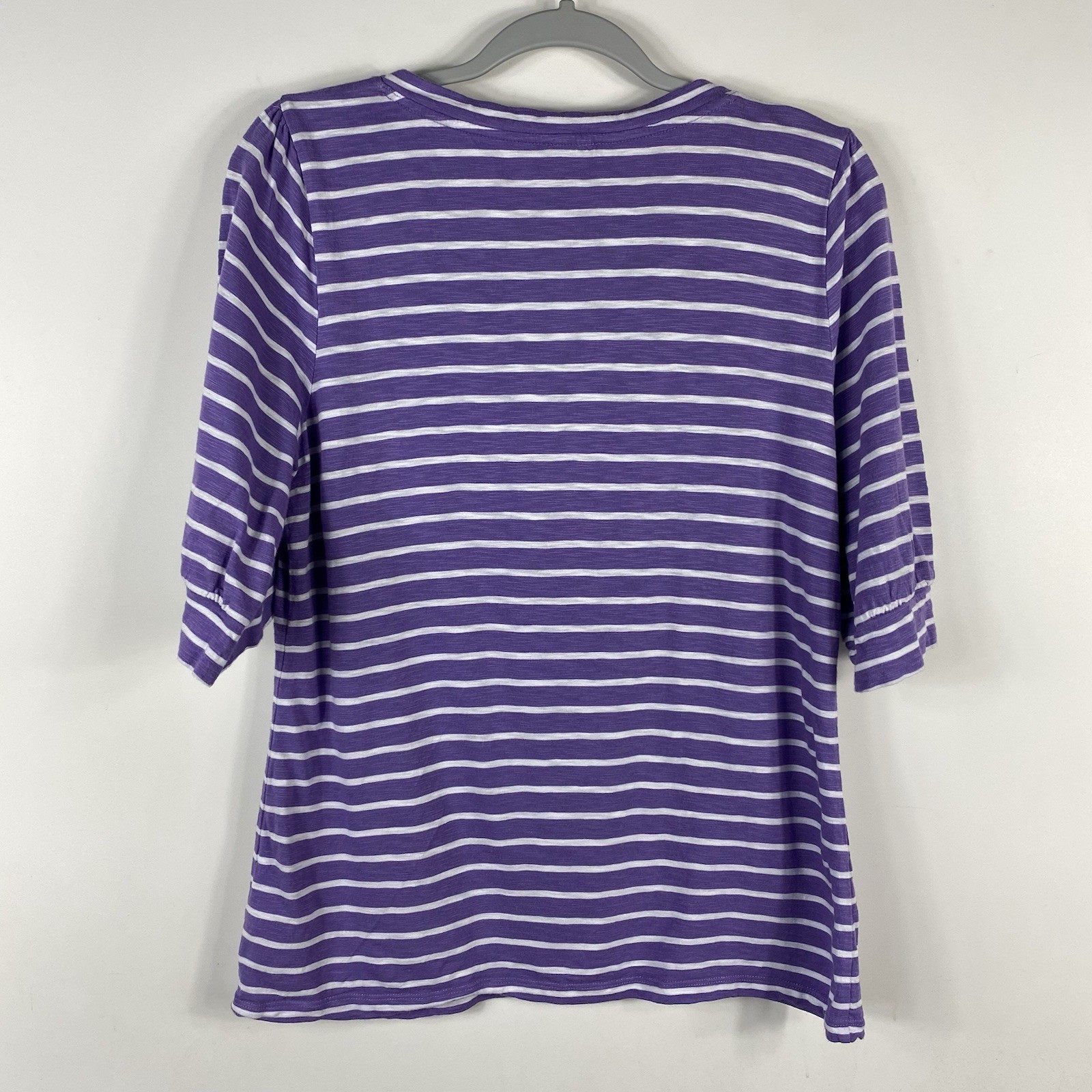 Talbots Size Medium Striped Split Neck Tee Top Pu… - image 3