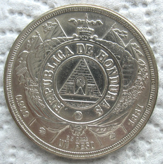 1887 Honduras Silver 1 Peso