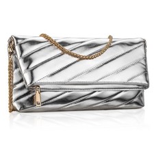 Vulkitty Leather Clutch Evening Purse for Women Envelope Crossbody Bag with C...