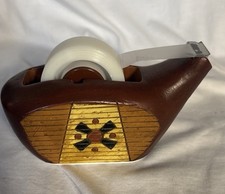 TAPE DISPENSER REAL GOLD GOLF CLUB WOOD GOLF LOVER COLLECTABLE