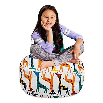  Stuffable Kids Stuffed Animal Storage Bean Bag Medium Canvas Giraffes on White