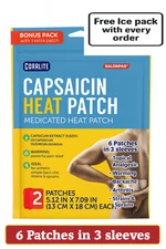 Coralite Capsaicin Heat Patch Pain Relief 6 Patches (3 sleeves) Arthritis Back