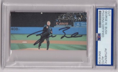 President GEORGE W BUSH Signed Autograph 9/11 1st Pitch Yankees PSA DNA COA