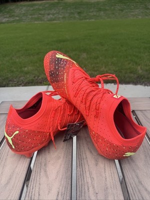 NEW PUMA Future Z 1.4 Fiery Coral Fizzy Yellow FG AG Soccer Cleats Mens Sz 10.5