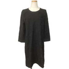 CHANEL Knit Dress Wool Black 42 P41784K03153 94305 Long Length CC Mark F/S from