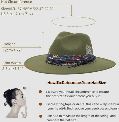 Oiernfe Vintage Style Wide Brim Fedora Unisex L/XL Handmade  display picture 3