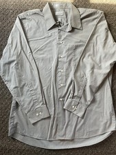 Van Heusen Wrinkle Free Fitted Shirt Size 17 34-35 Pocket Point Collar Grey