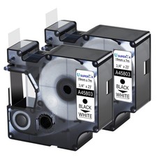 2PK For DYMO D1 45803 LabelManager 350D 450D Black on White Label Tape 19mm 7m