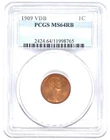 1909 VDB 1C Lincoln Wheat Cent Graded by PCGS as MS64RB Red Brown