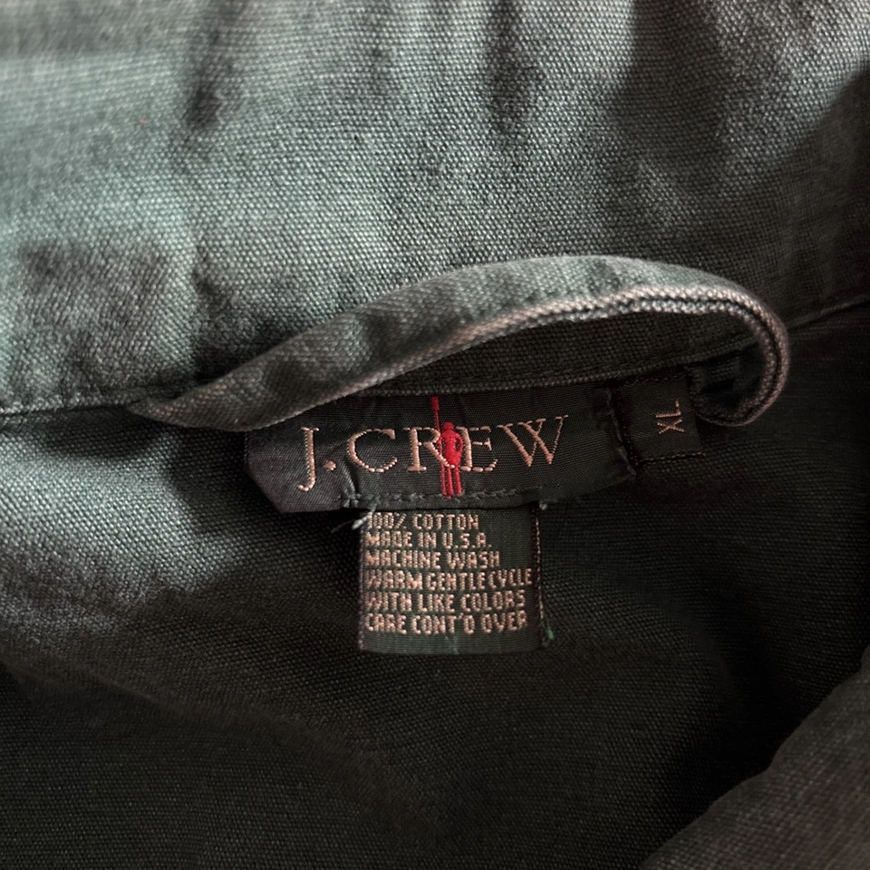 Vintage J Crew Men’s XL 90s Denim Trucker Jean Jacket Made In USA GREEN - Image 3 of 4