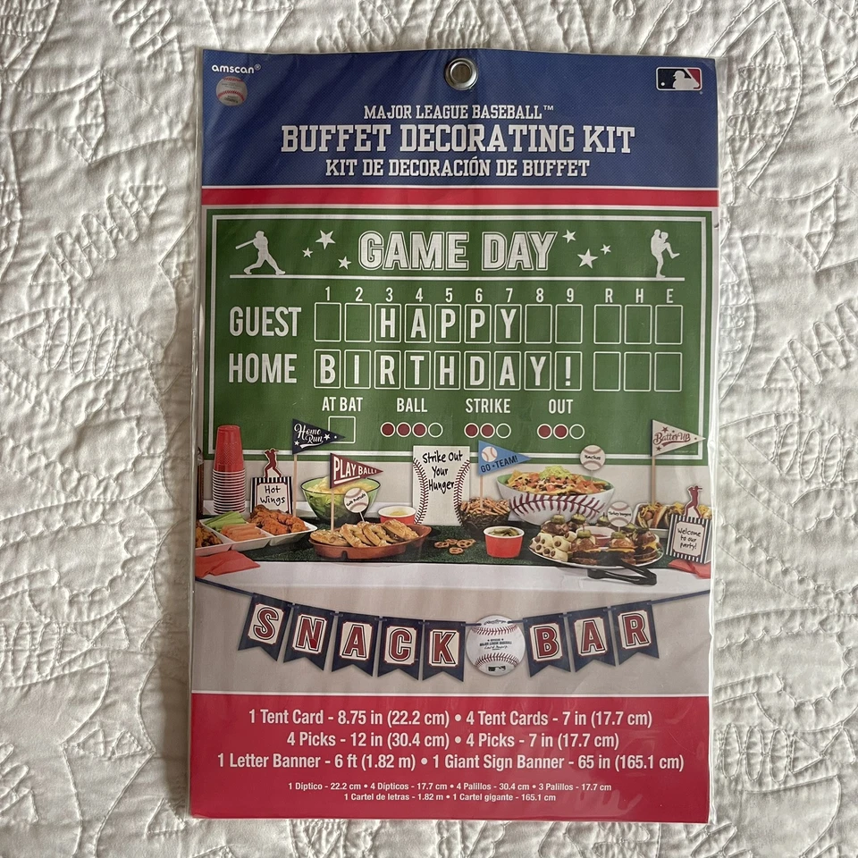 MLB Béisbol Buffet Decoración Kit Fiesta Cumpleaños Tailgating 15 Piezas Kit NUEVO Foto 3 de 4