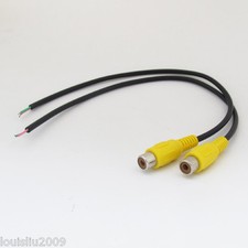 1pc 0.3M/1ft Yellow Phono RCA Female Jack Audio Video DIY Pigtail Cable Black