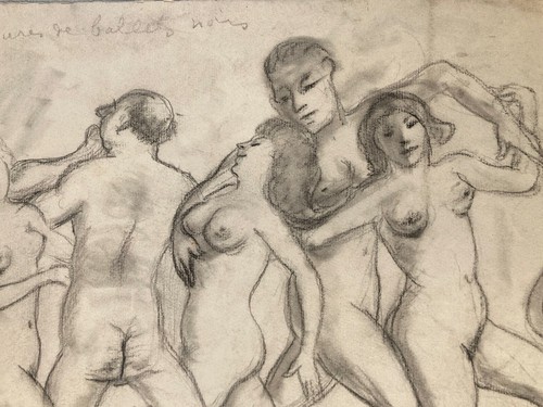 Very Nice Drawing Antique Nude Pencil Paper Naked Woman Erotic 1950 Verso Dance - Picture 7 of 12