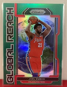 2021-22 Panini Prizm Basketball Joel Embiid Global Reach Green Prizm #2 