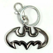 Batman Logo Cutout Pewter Keychain Grey