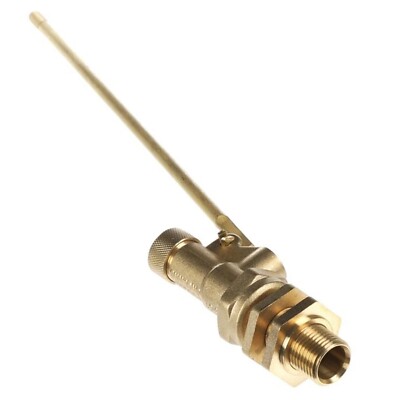 MESSING SCHWIMMERVENTIL SEITLICHER EINTRITT 1/2'''' BSP ROHRGEWINDE 265 mm HEBEL FÜR 5/16'''' KUGEL