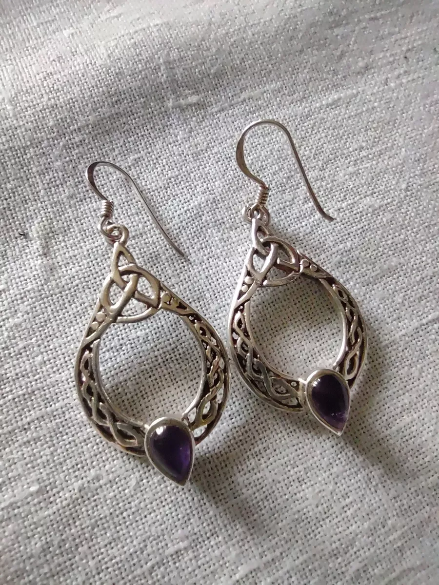 VINTAGE 925 SILVER AMETHYST EARRINGS eBay