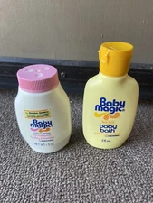 Two Vintage Baby Magic by Mennen Products Powder Bath Cleanser Display Prop