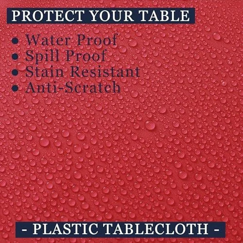 Red Tablecloths Plastic 2 Pack Disposable Table Covers 54" x 108" Ruby B3 Red - Image 4 of 4