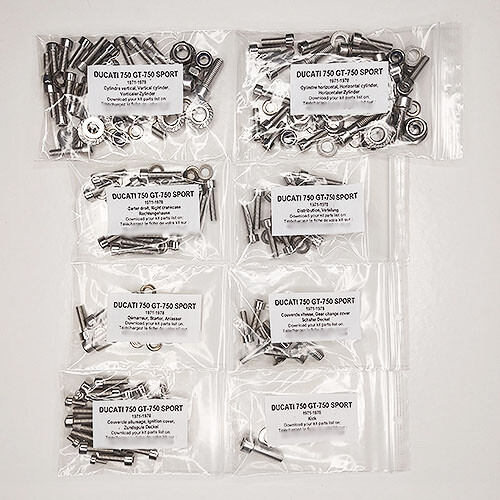 Kit vis moteur Ducati 750 GT Bevel 1971-1978 en acier robuste pour carter de moto ancienne
