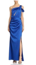 LAUNDRY BY SHELLI SEGAL One-shoulder Satin Gown In Brilliant Blue 248 11