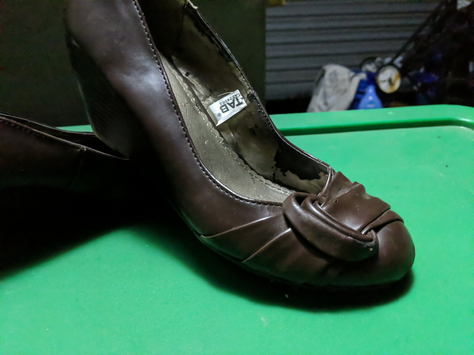 Women's Xhilaration Size 10 Brown Wedge Rosette accent Shoes/ pumps