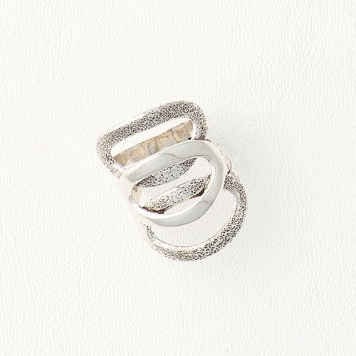 14k White Gold Filled Ring for Women, Large Casual Band with Ovals