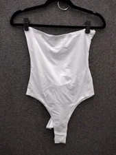 MAGIA U.S.A Strapless Bodysuit Thong Tube Top Open Tie Back One Piece White M