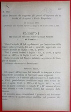 ARAGON & PORTO EMPEDOCLE-ROYAL DECREE SUPPRESSES WHOLESALE TOBACCO SHOPS-1932