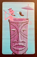 SHAG Josh Agle Tiki Drink Recipe Art Card  RUM-EO and JULIET 3.5" x 5.5"