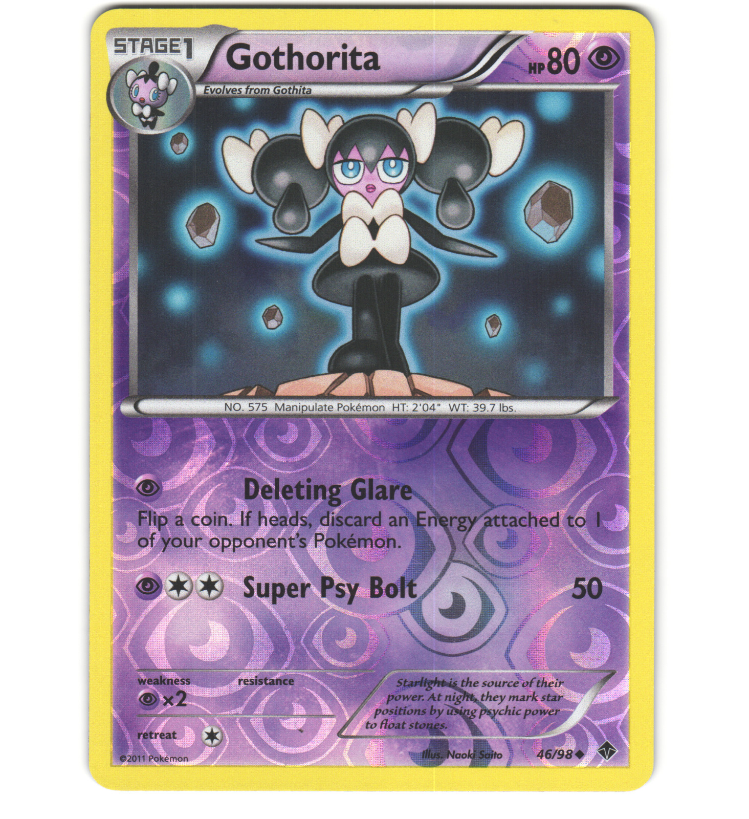 Pokemon 2011 Near Mint NM Gothorita Emerging Powers REVERSE 46/98 Card