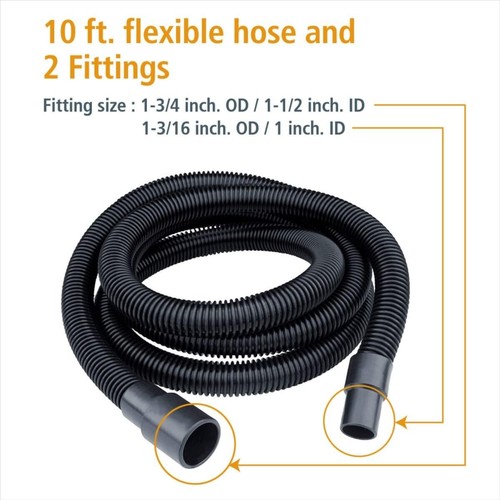 POWERTEC 10Ft Dust Collection Hose Kit w/ 5 Adapters for Power Tools