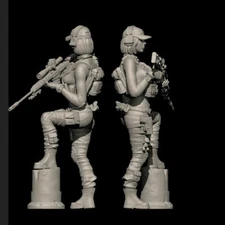 1:24 75mm Resin Figure Model Kit Sexy Girl Sniper Soldier Assault War Unpainted