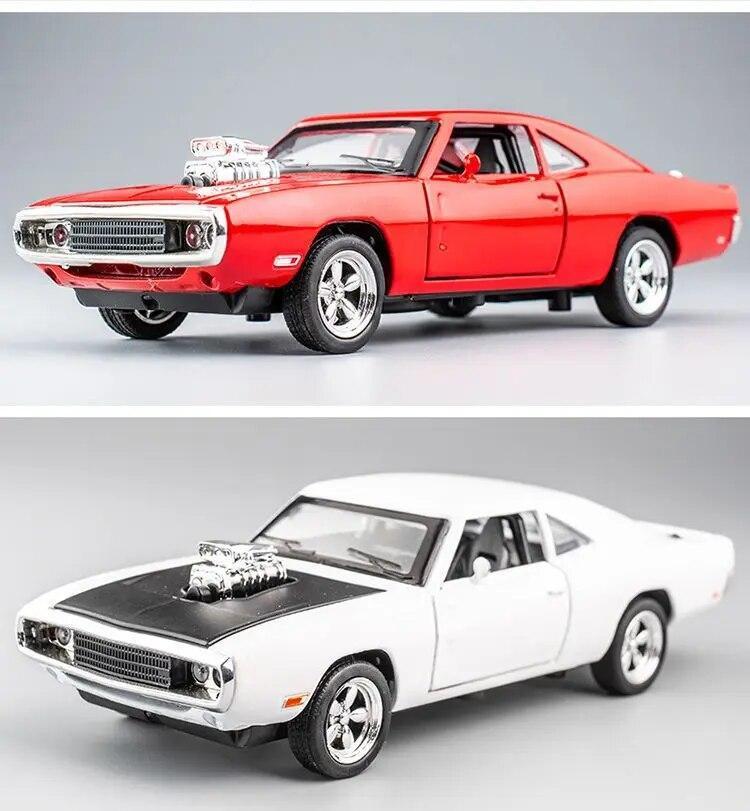1:32 Scale 1970 Dodge Charger Diecast Model Car, Pull Back Mini Toy for Kids