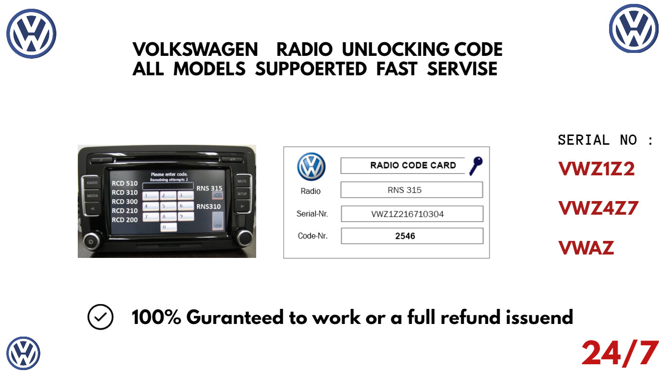 Volkswagen radio code generator