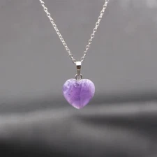 Natural Purple Quartz Heart Necklace – Elegant Gemstone Pendant Jewelry Gift