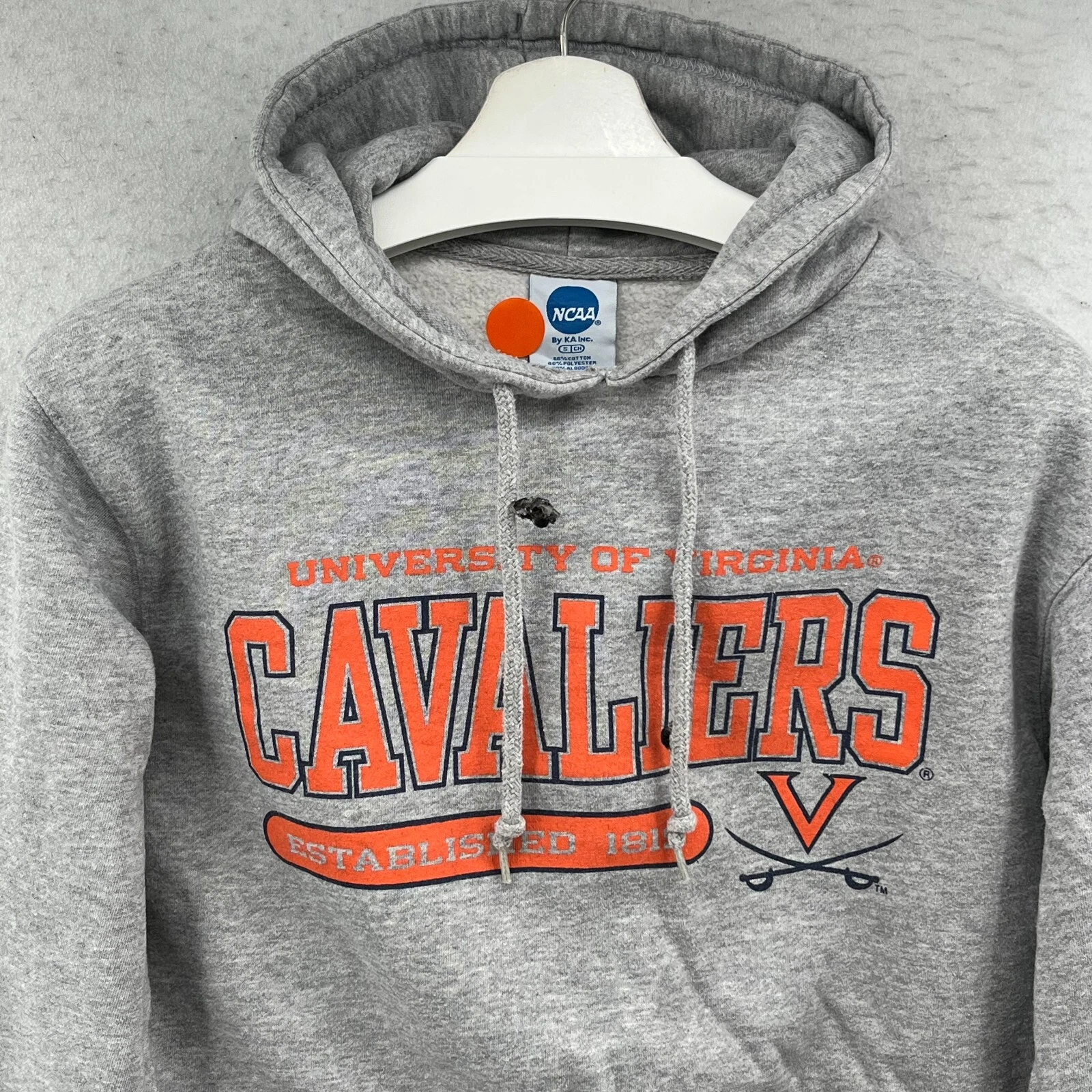 VETEMENTS Virginia Cavaliers Felpa con Cappuccio Pullover Adulto Piccolo Grigio Abbigliamento Cavalieri Grigio